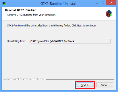 Uninstall GTK2-Runtime